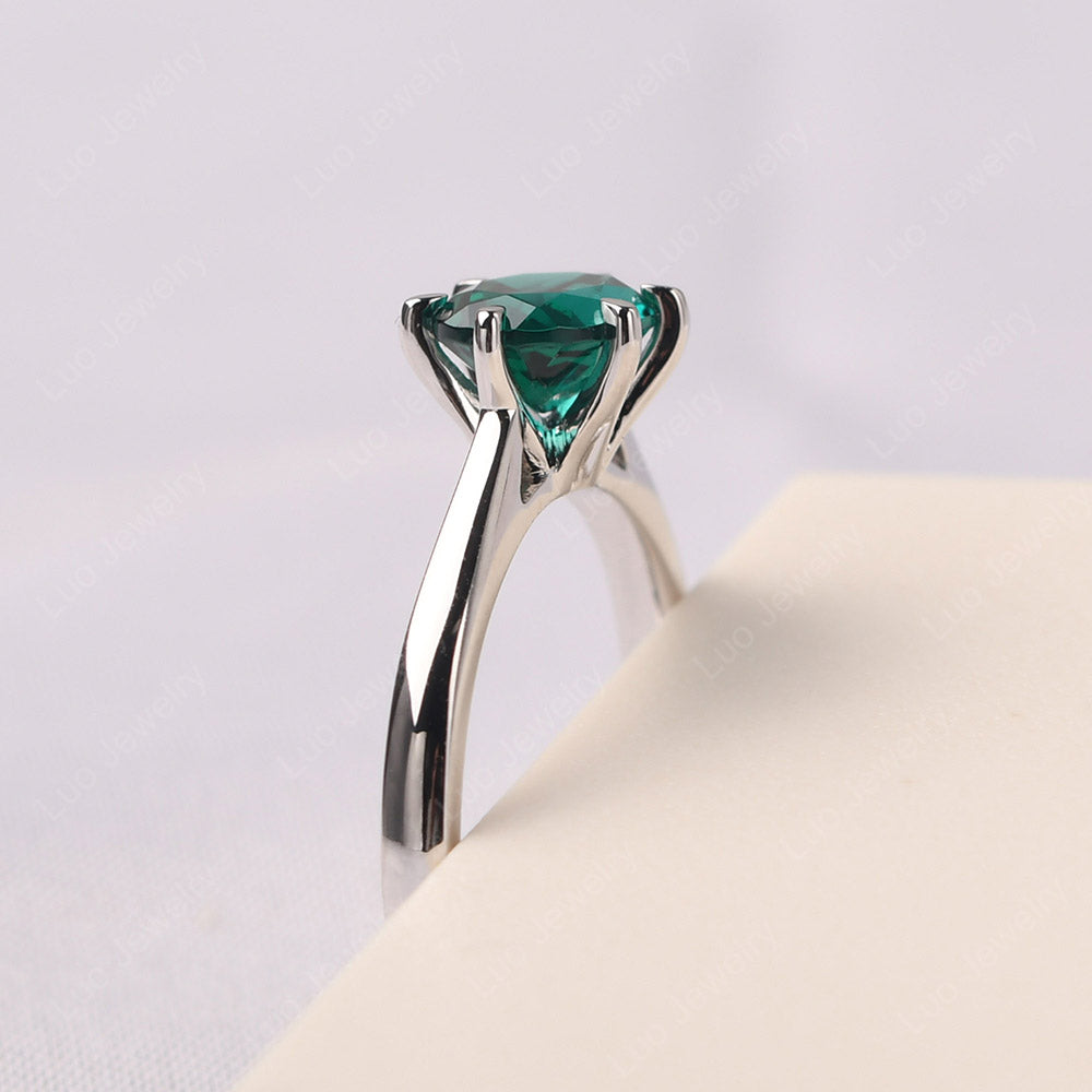 Emerald Horizontal Oval Engagement Ring - LUO Jewelry
