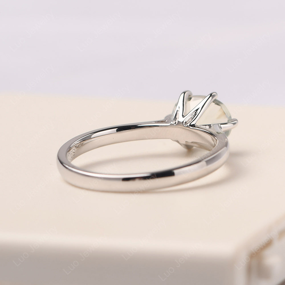 Green Amethyst Horizontal Oval Engagement Ring - LUO Jewelry