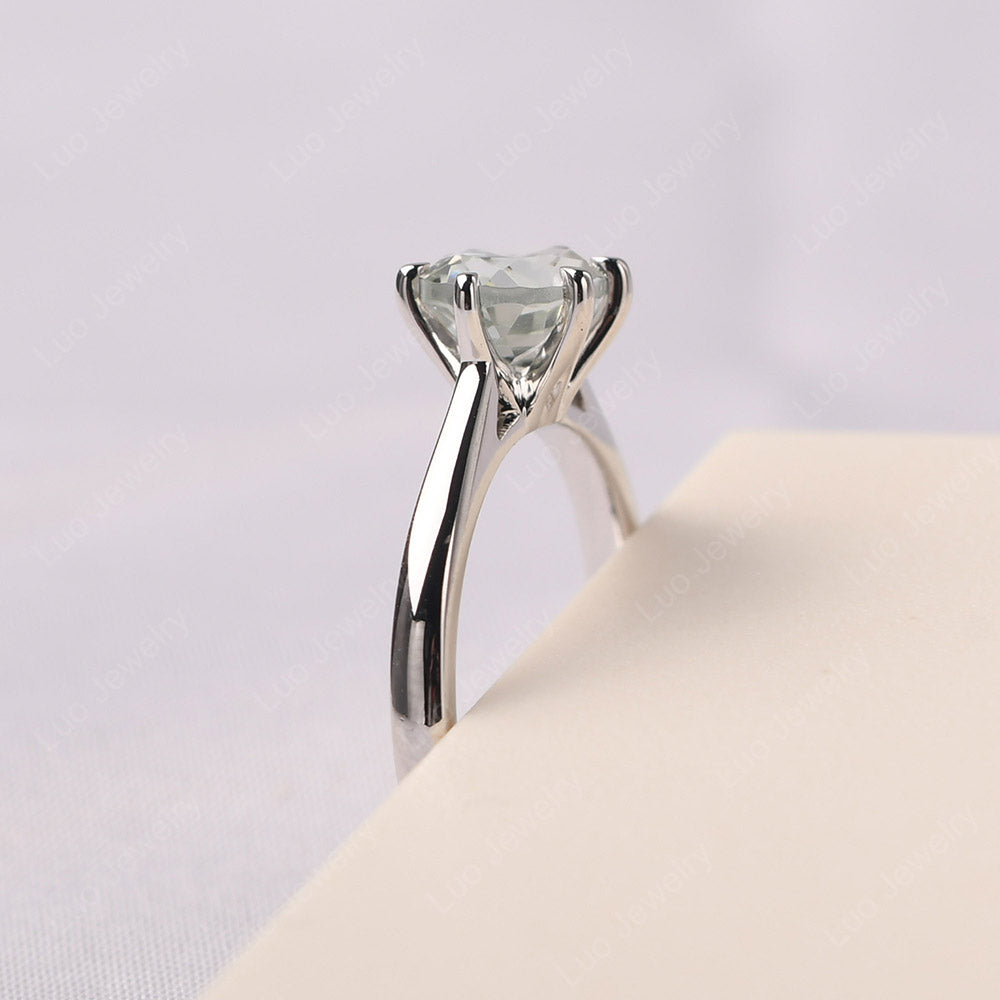 Green Amethyst Horizontal Oval Engagement Ring - LUO Jewelry
