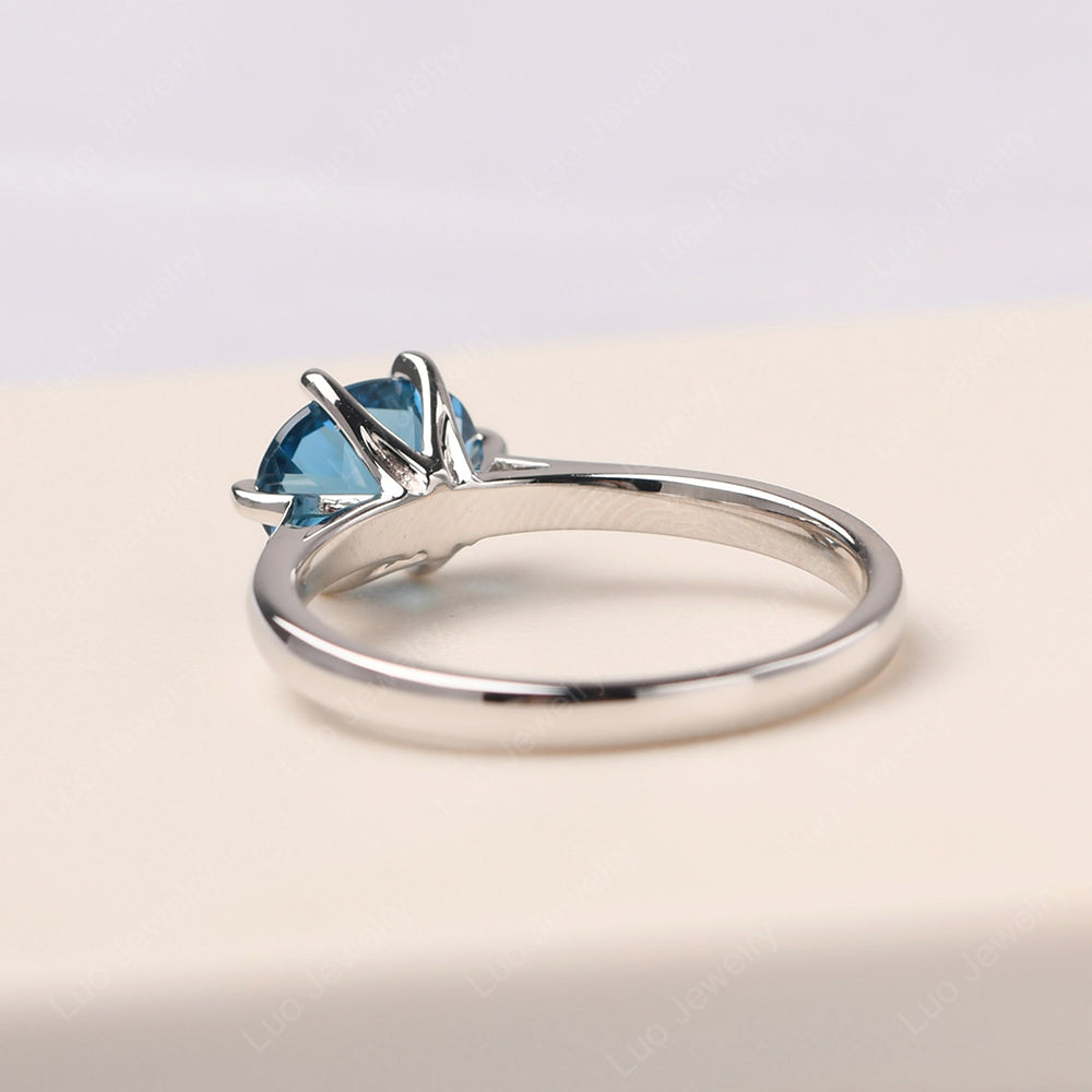London Blue Topaz Horizontal Oval Engagement Ring - LUO Jewelry