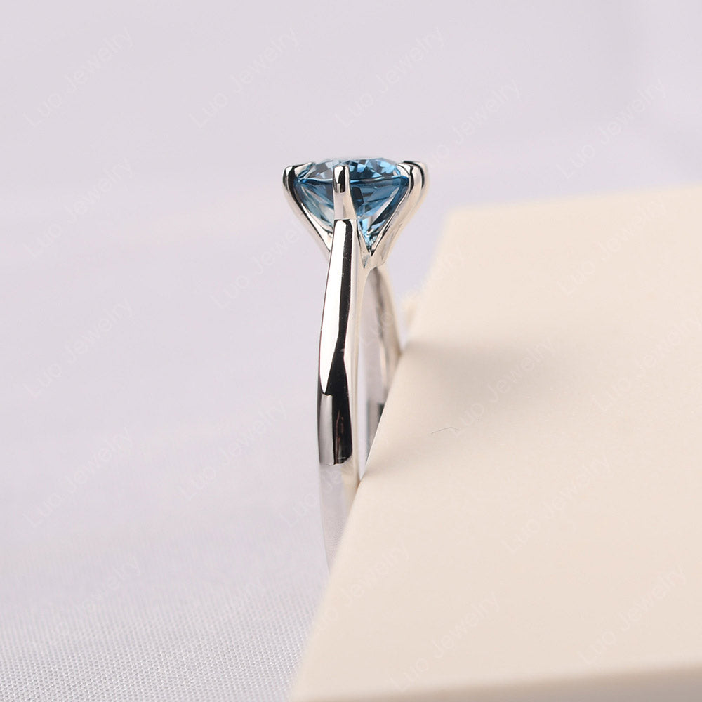 London Blue Topaz Horizontal Oval Engagement Ring - LUO Jewelry