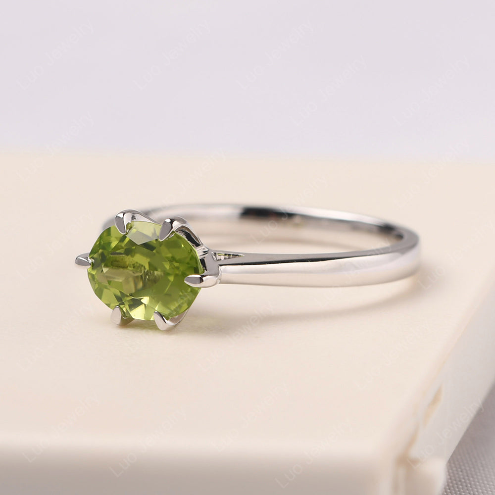 Peridot Horizontal Oval Engagement Ring - LUO Jewelry