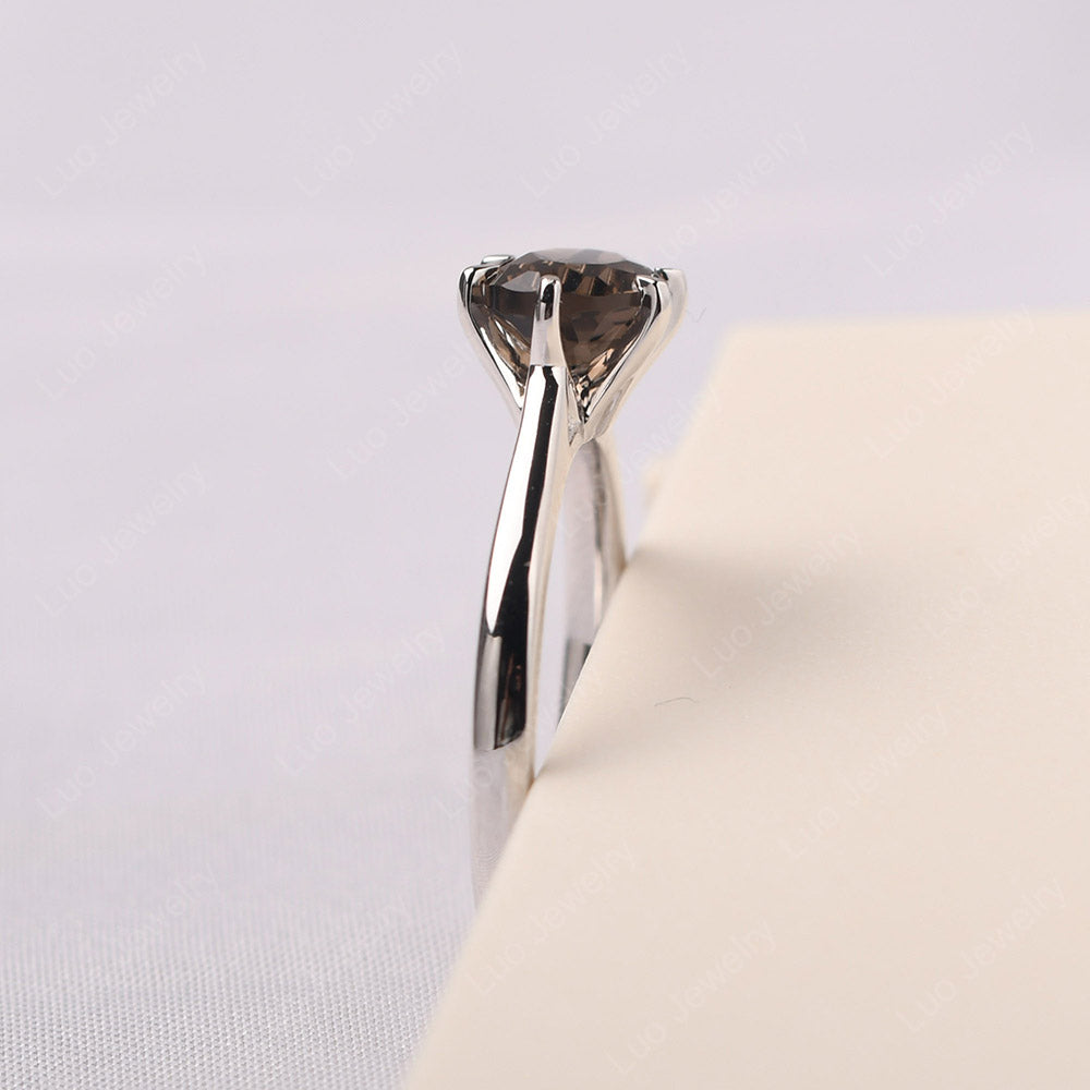 Smoky Quartz  Horizontal Oval Engagement Ring - LUO Jewelry