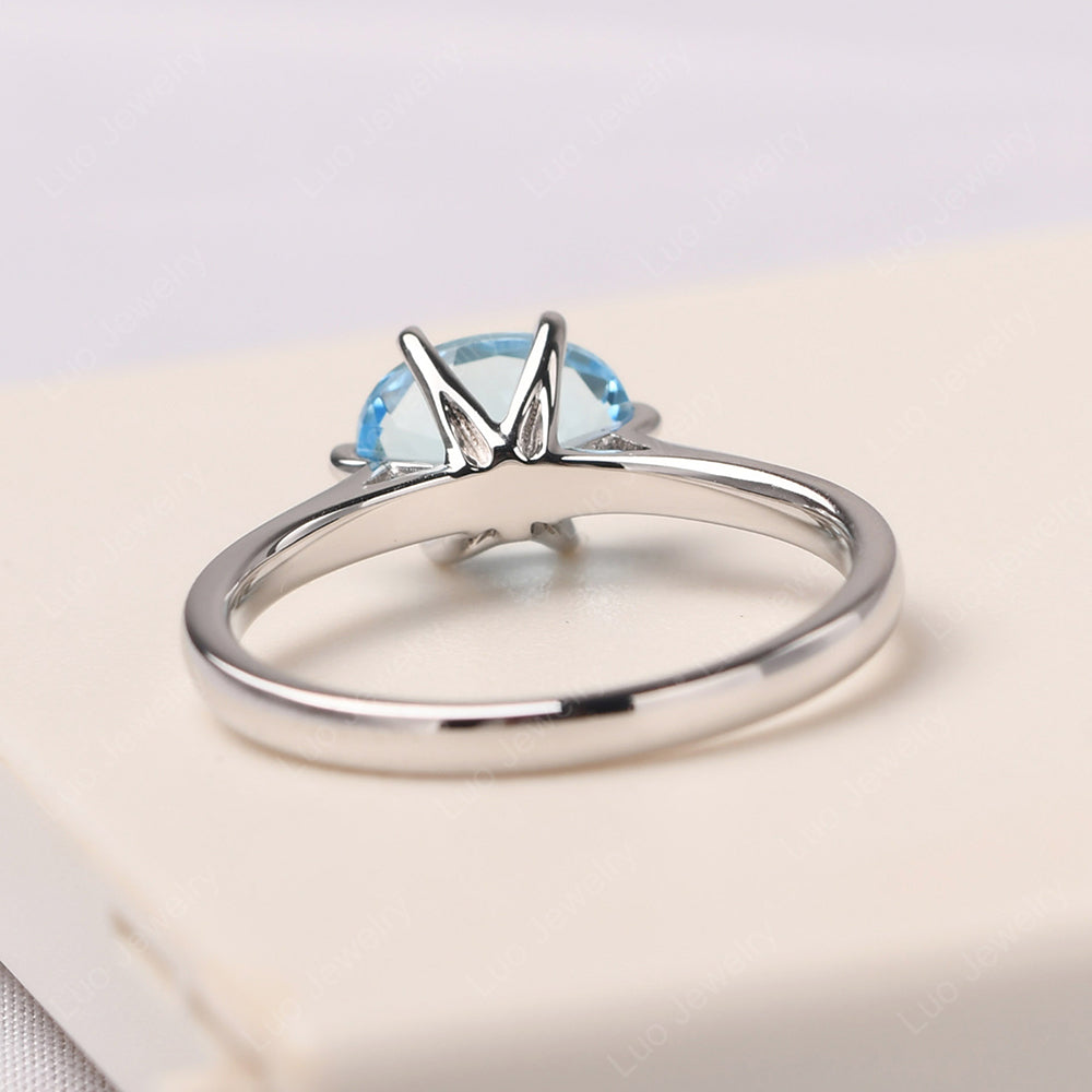 Swiss Blue Topaz Horizontal Oval Engagement Ring - LUO Jewelry