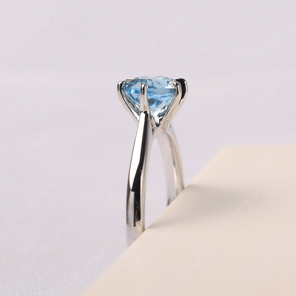 Swiss Blue Topaz Horizontal Oval Engagement Ring - LUO Jewelry