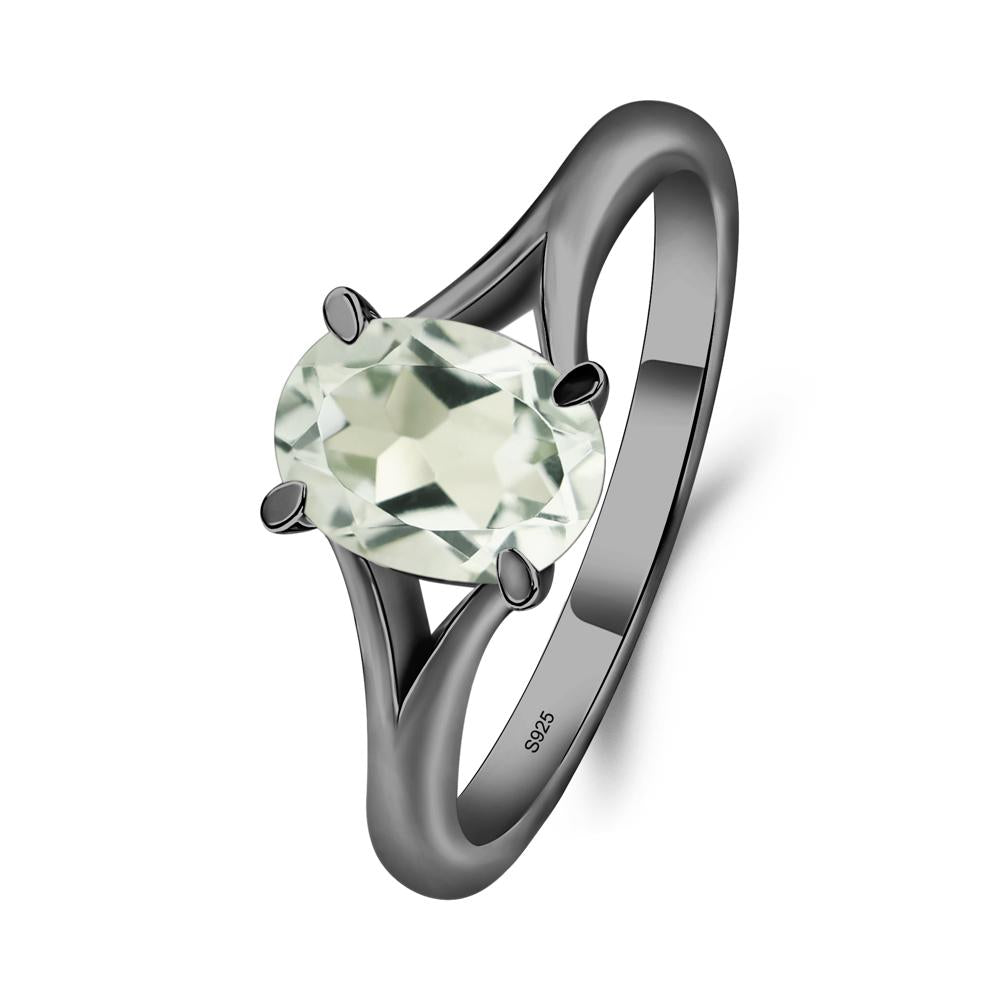 Green Amethyst Minimalist Engagement Ring - LUO Jewelry #metal_black finish sterling silver