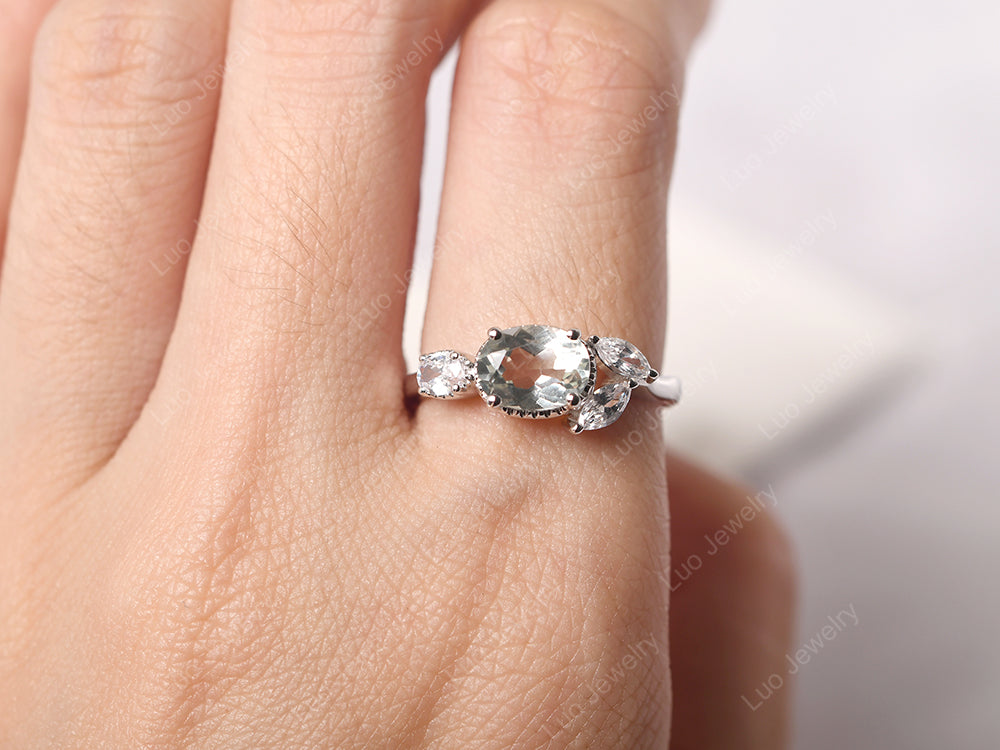 Oval Green Amethyst Mothers Ring - LUO Jewelry