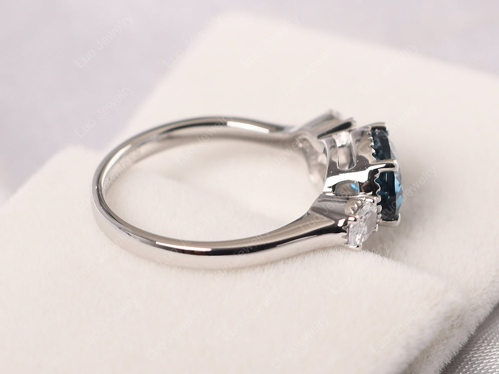 Oval London Blue Topaz Mothers Ring - LUO Jewelry