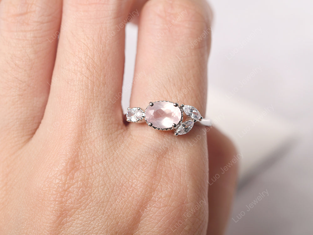 Oval Rose Quartz Mothers Ring - LUO Jewelry