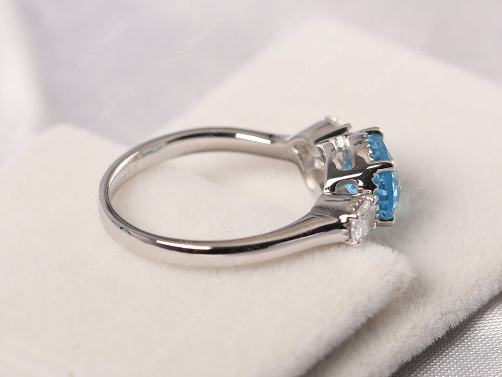 Oval Swiss Blue Topaz Mothers Ring - LUO Jewelry