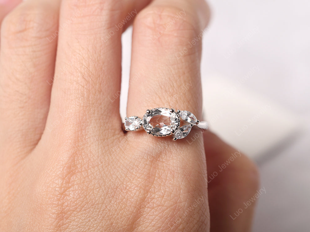 Oval White Topaz Mothers Ring - LUO Jewelry