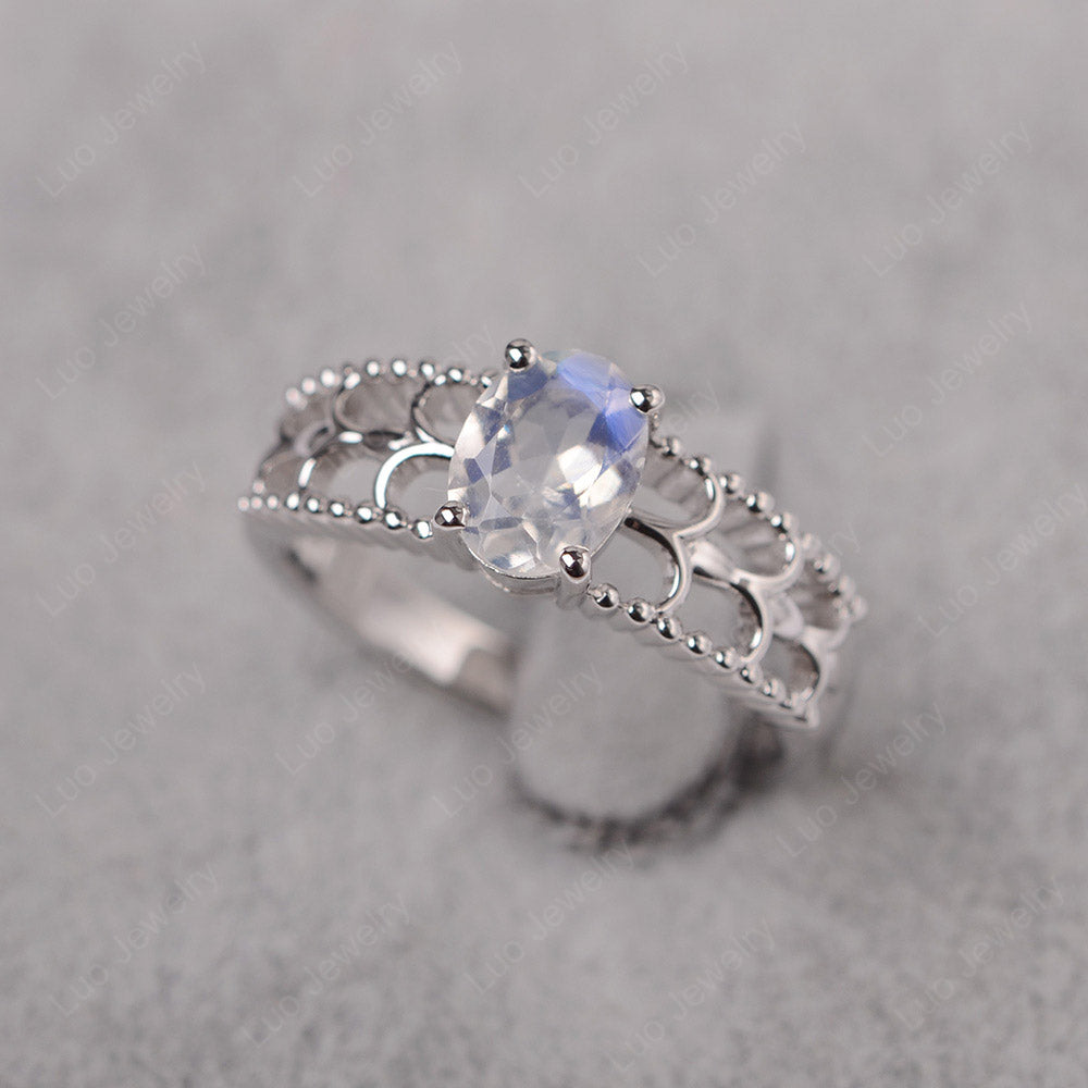 Oval Cut Moonstone Vintage Solitaire Ring