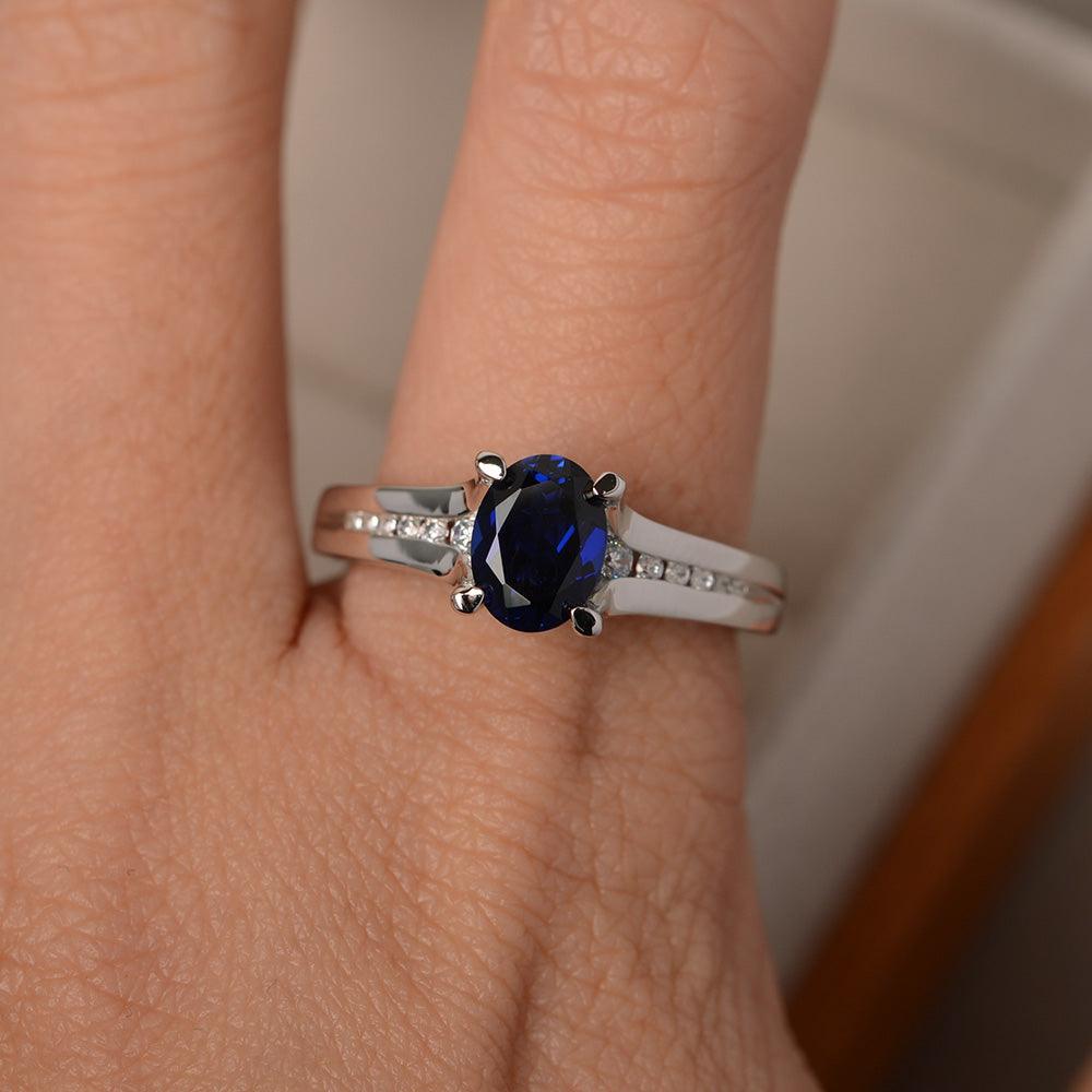 Sapphire Ring Oval With Setting Band - LUO Jewelry