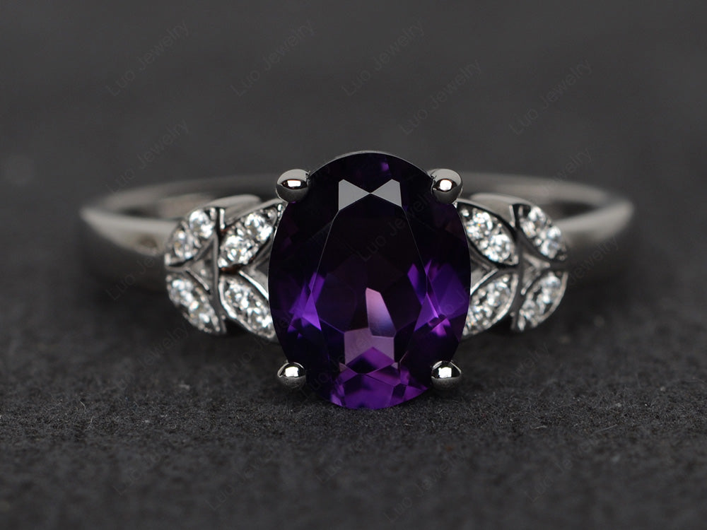Classic Oval Amethyst Promise Ring LUO - Main Image