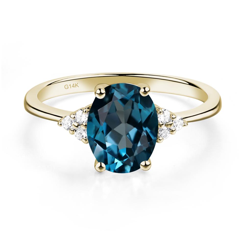 Simple Oval Cut London Blue Topaz Wedding Ring - LUO Jewelry #metal_14k yellow gold