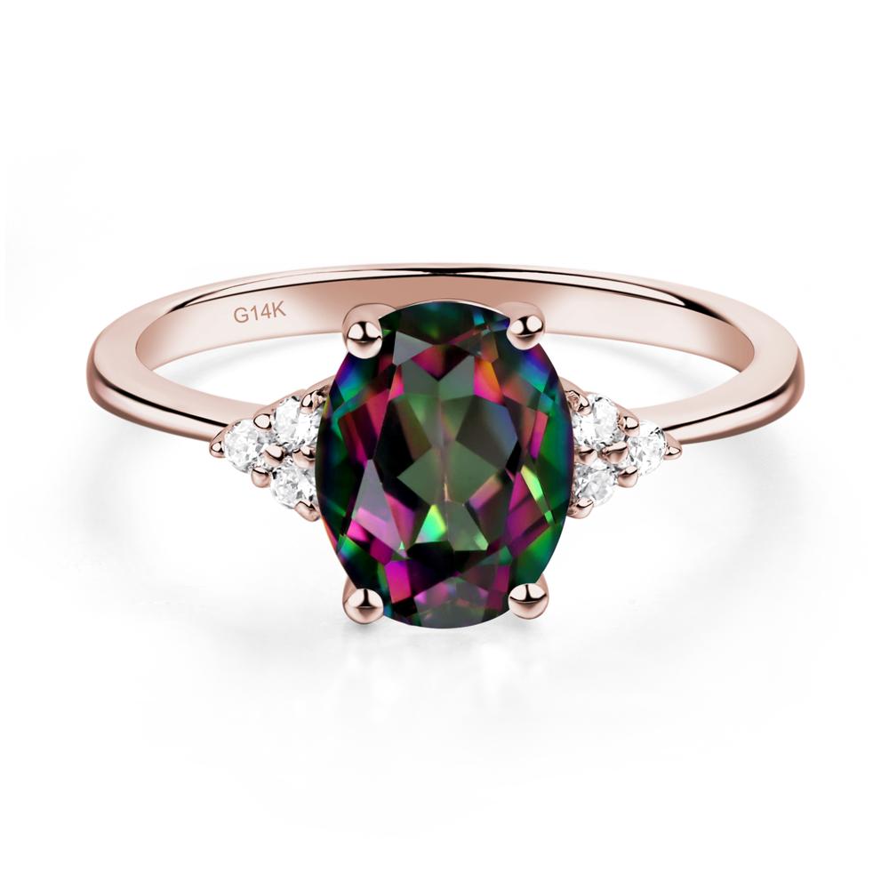Simple Oval Cut Mystic Topaz Wedding Ring - LUO Jewelry #metal_14k rose gold