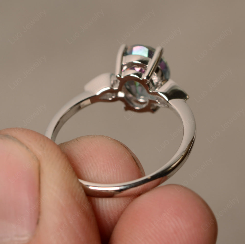 Oval Mystic Topaz Engagement Ring Rose Gold - LUO Jewelry