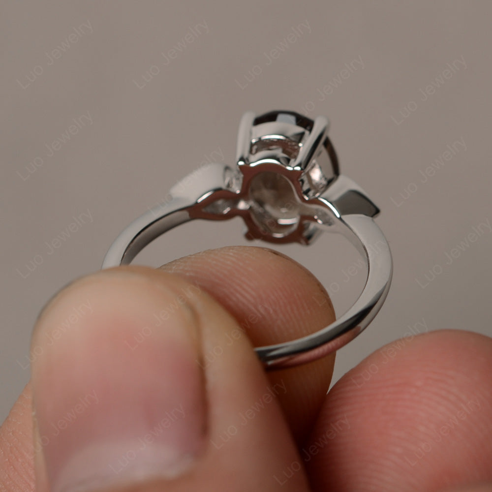 Oval Smoky Quartz Engagement Ring Rose Gold - LUO Jewelry