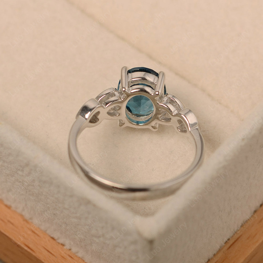 Oval Cut London Blue Topaz Engagement Rose Gold Ring - LUO Jewelry
