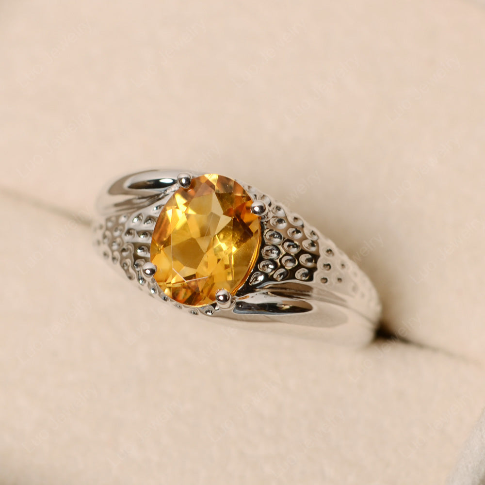 Mens Citrine Ring Oval Cut Solitaire Ring - LUO Jewelry