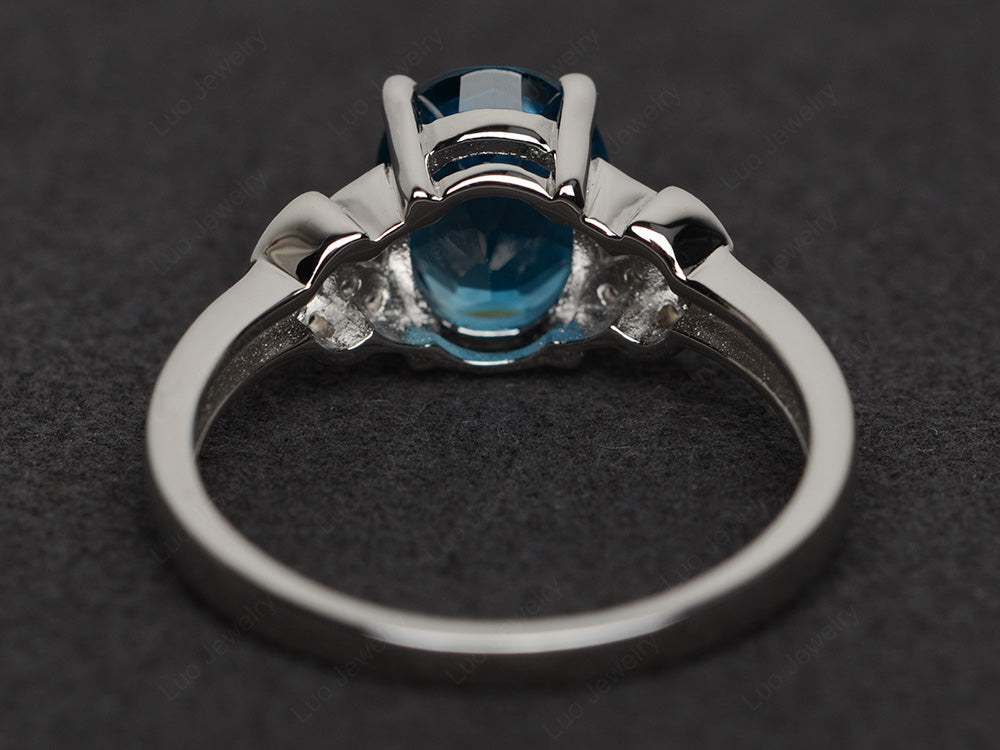 London Blue Topaz Promise Ring For Women White Gold - LUO Jewelry