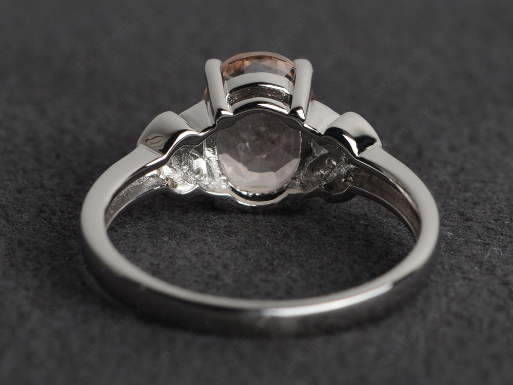 Morganite Promise Ring For Women White Gold - LUO Jewelry