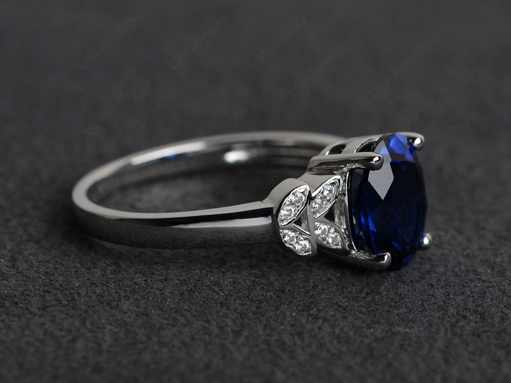 Lab Sapphire Promise Ring For Women White Gold - LUO Jewelry