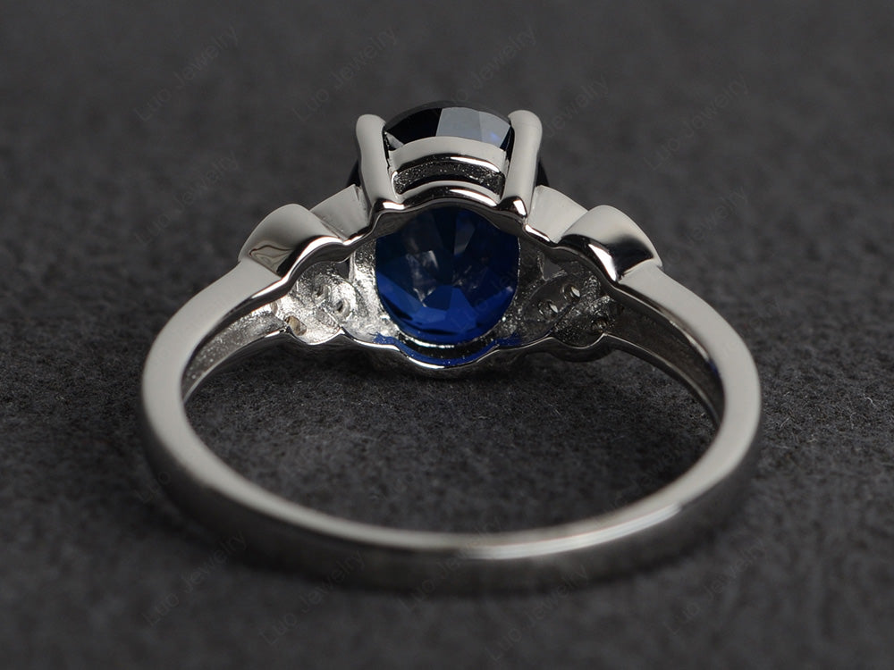 Lab Sapphire Promise Ring For Women White Gold - LUO Jewelry