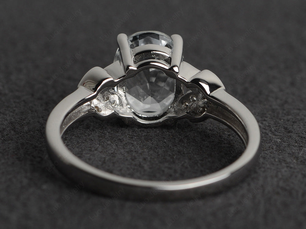 White Topaz Promise Ring For Women White Gold - LUO Jewelry