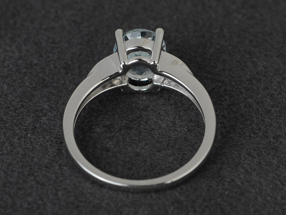 Aquamarine Engagement Ring Oval Cut White Gold - LUO Jewelry