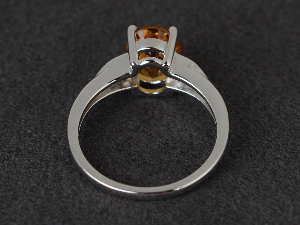 Citrine Engagement Ring Oval Cut White Gold - LUO Jewelry