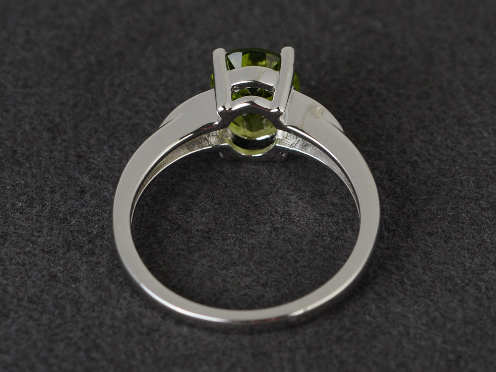 Peridot Engagement Ring Oval Cut White Gold - LUO Jewelry
