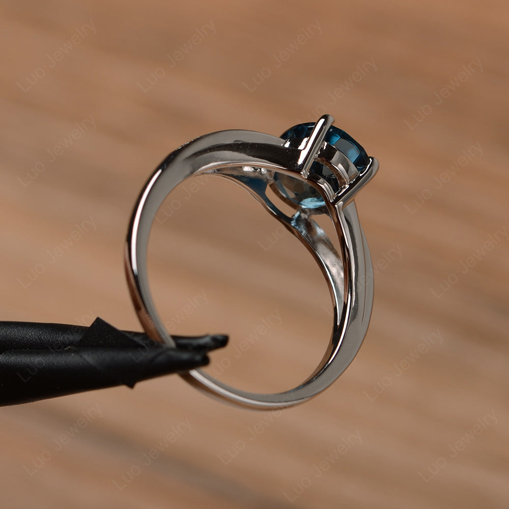 Split Shank Oval Engagement Ring London Blue Topaz - LUO Jewelry