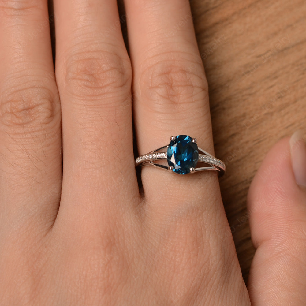 Split Shank Oval Engagement Ring London Blue Topaz - LUO Jewelry