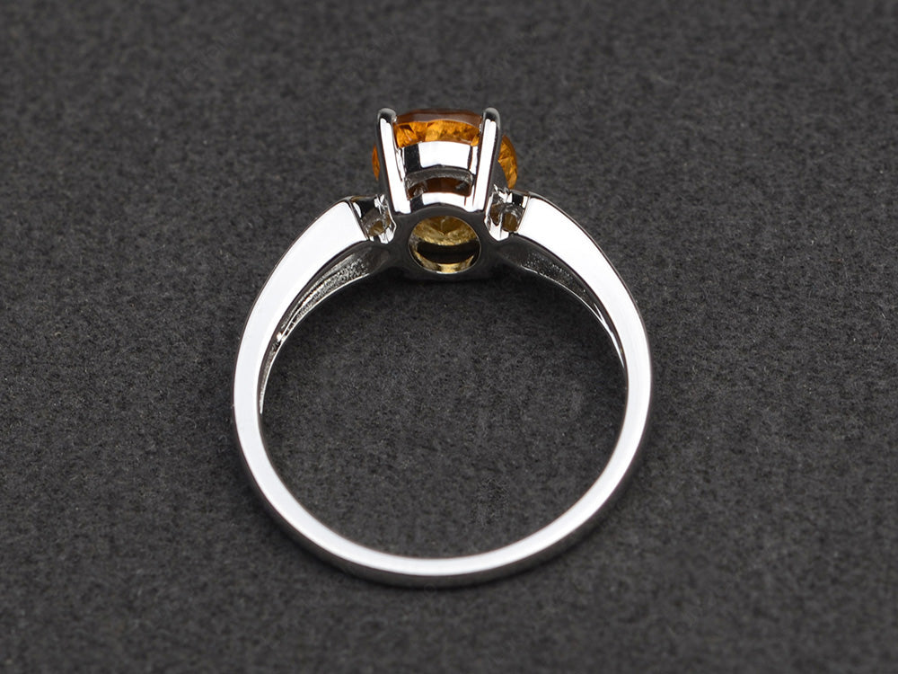 Oval Cut Citrine Ring With Channel Set Band - LUO Jewelry