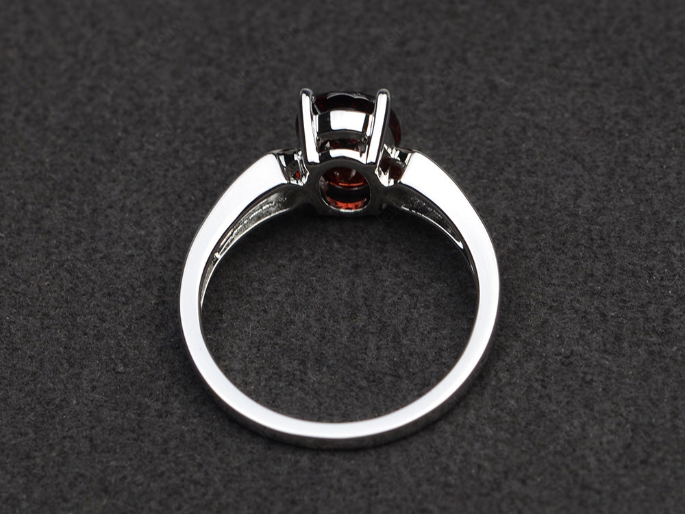 Oval Cut Garnet Ring With Channel Set Band - LUO Jewelry