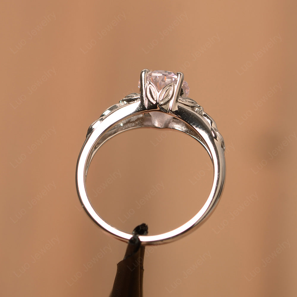 Oval Shaped Cubic Zirconia Solitaire Ring Art Deco - LUO Jewelry