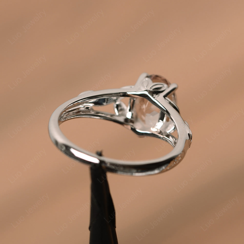 Oval Shaped Morganite Solitaire Ring Art Deco - LUO Jewelry