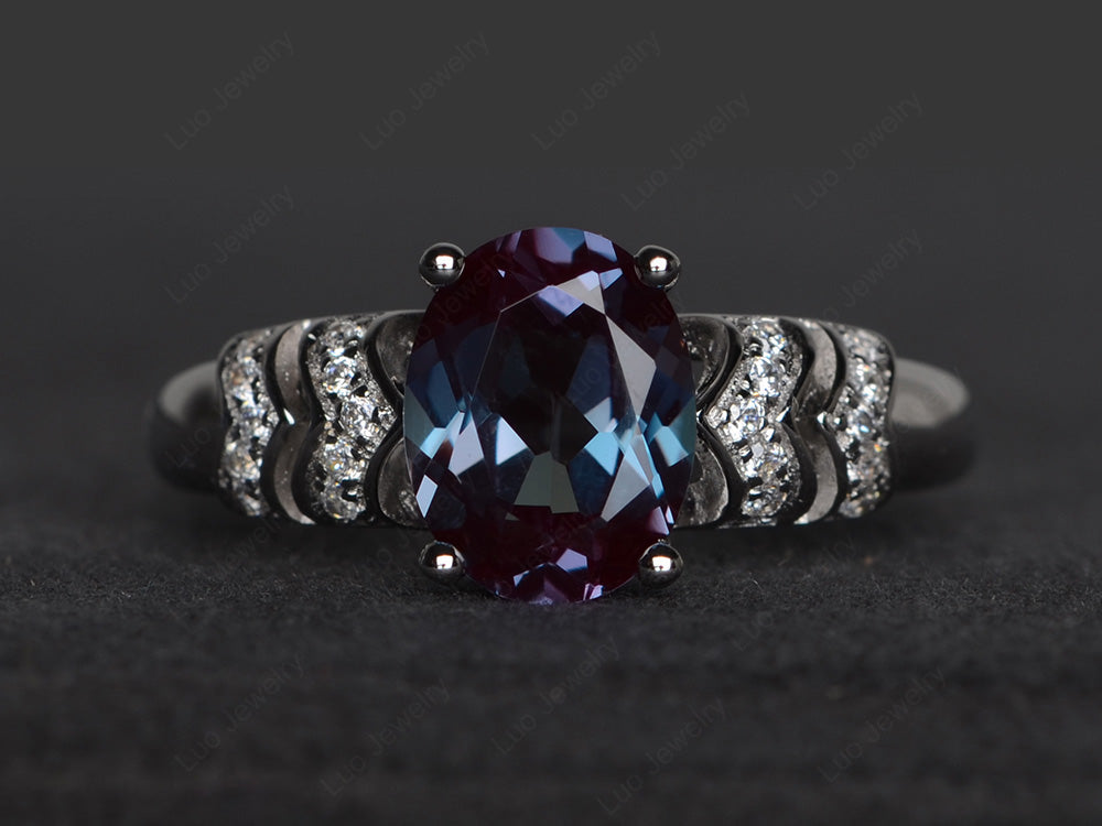 Oval Oval Alexandrite Rings Art Deco Rose Gold - LUO Jewelry