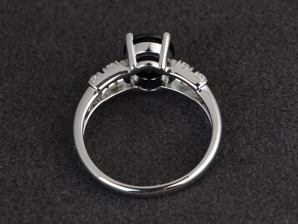 Oval Oval Black Stone Rings Art Deco Rose Gold - LUO Jewelry