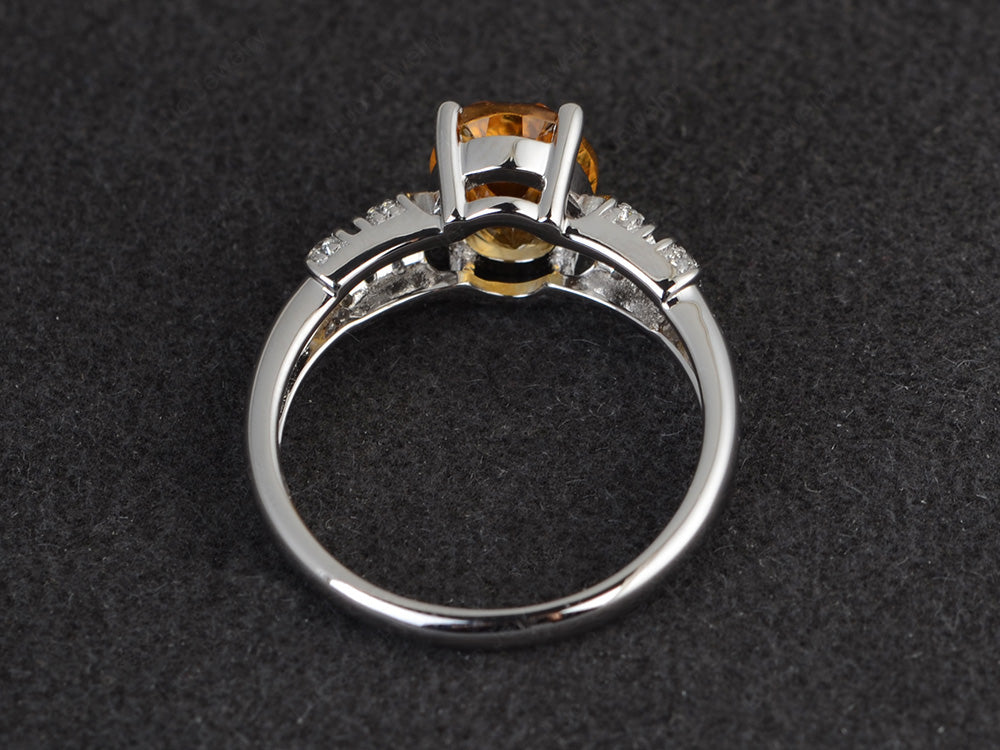 Oval Oval Citrine Rings Art Deco Rose Gold - LUO Jewelry