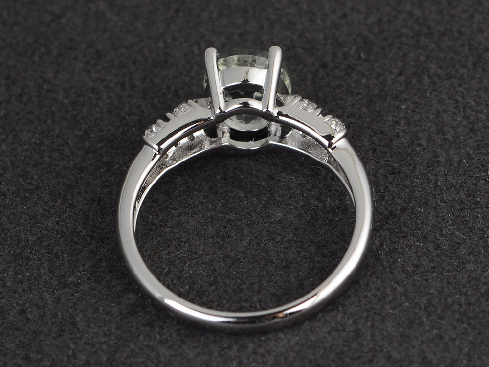 Oval Oval Green Amethyst Rings Art Deco Rose Gold - LUO Jewelry