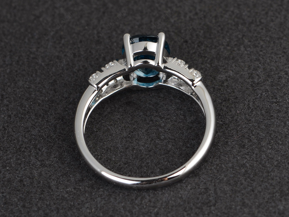 Oval Oval London Blue Topaz Rings Art Deco Rose Gold - LUO Jewelry