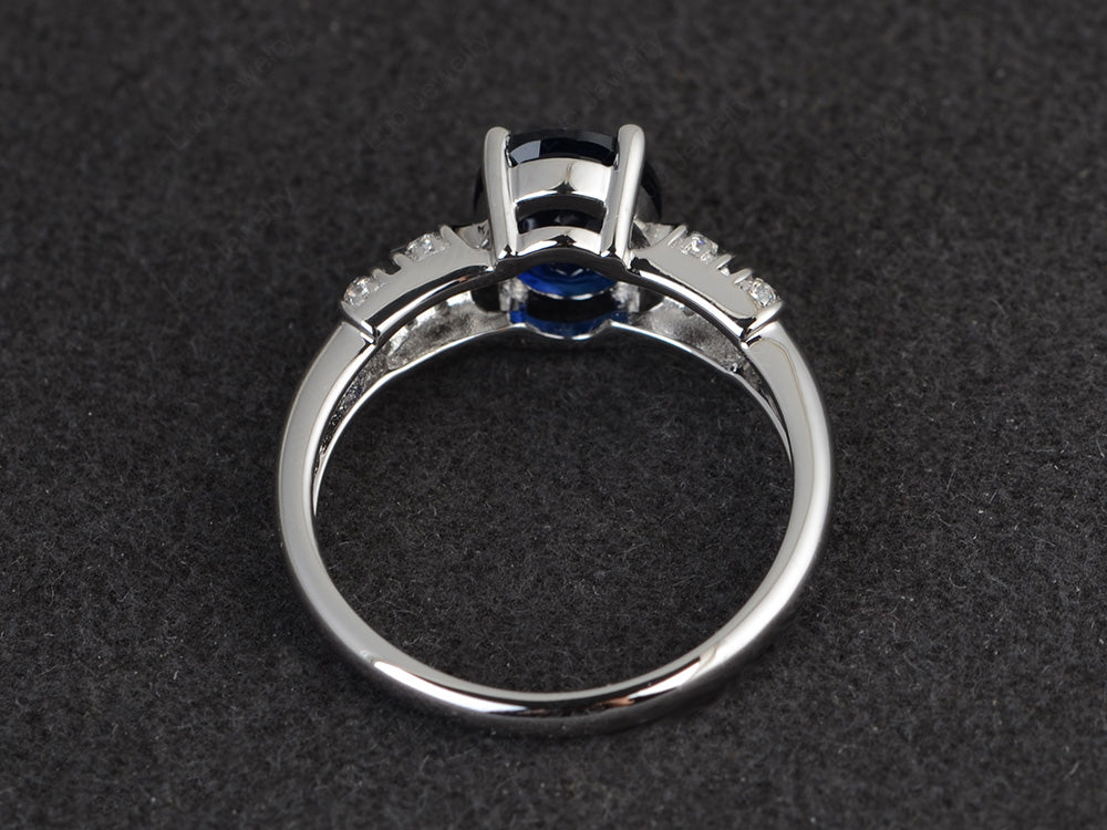 Oval Oval Lab Sapphire Rings Art Deco Rose Gold - LUO Jewelry