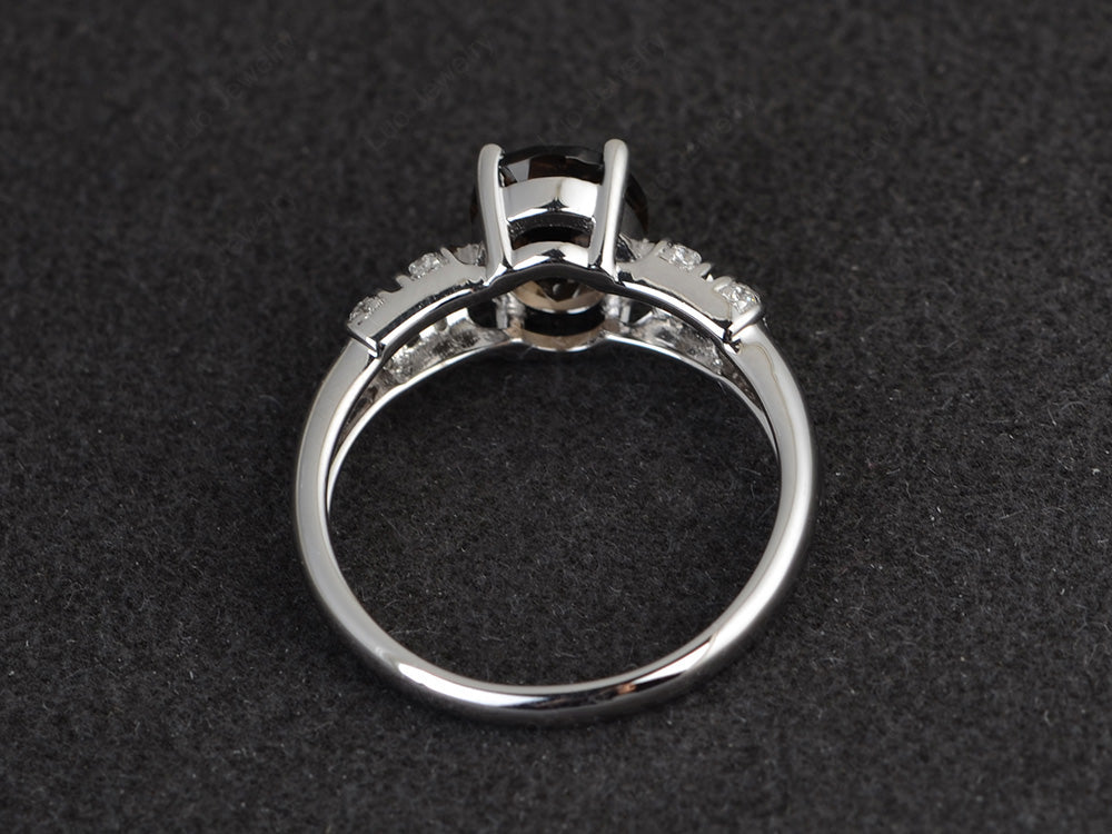 Oval Oval Smoky Quartz Rings Art Deco Rose Gold - LUO Jewelry