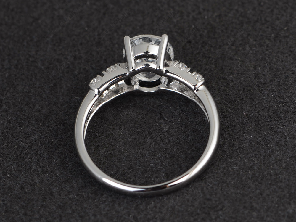 Oval Oval White Topaz Rings Art Deco Rose Gold - LUO Jewelry