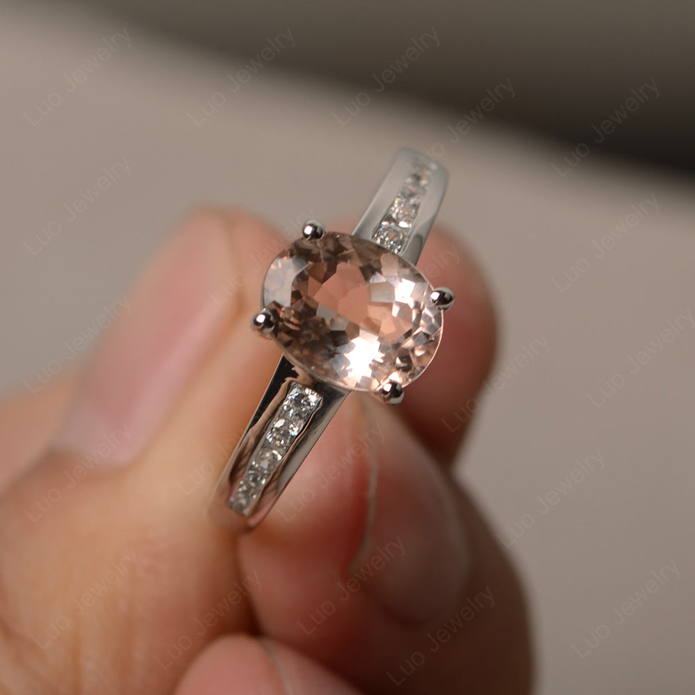 Morganite Engagement Ring Oval Cut Rose Gold - LUO Jewelry