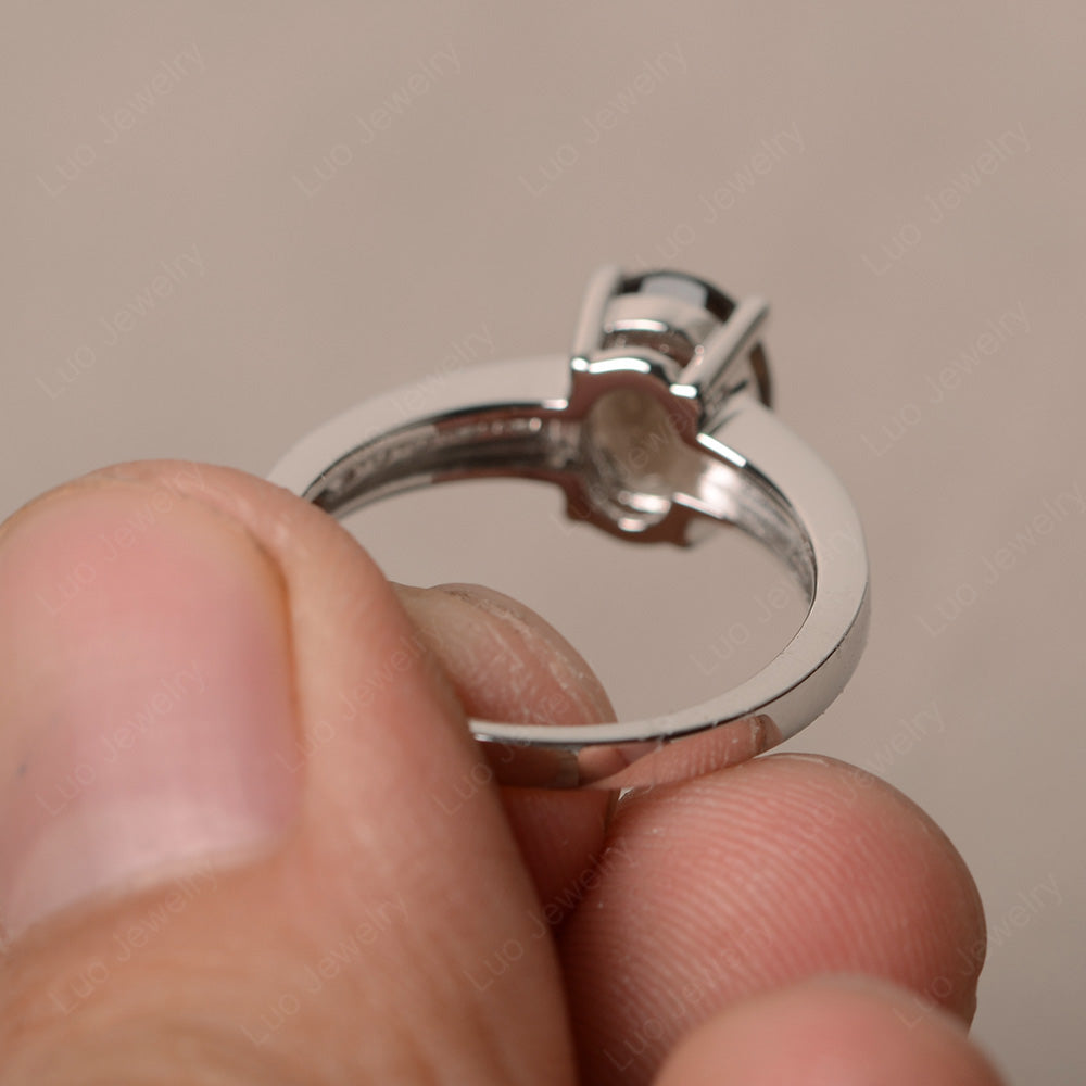 Smoky Quartz Engagement Ring Oval Cut Rose Gold - LUO Jewelry