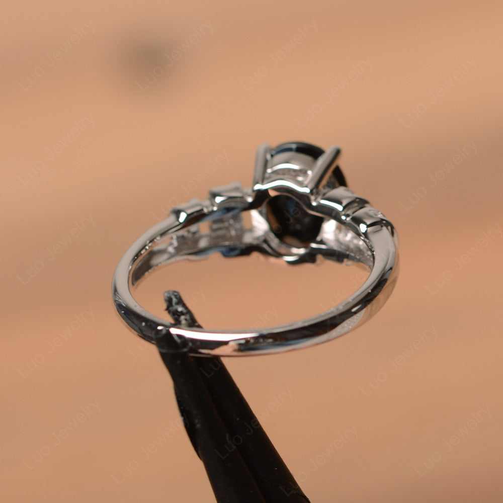 Oval Cut Black Stone Promise Ring Sterling Silver - LUO Jewelry