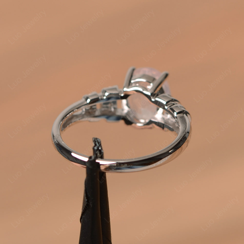 Oval Cut Rose Quartz Promise Ring Sterling Silver - LUO Jewelry